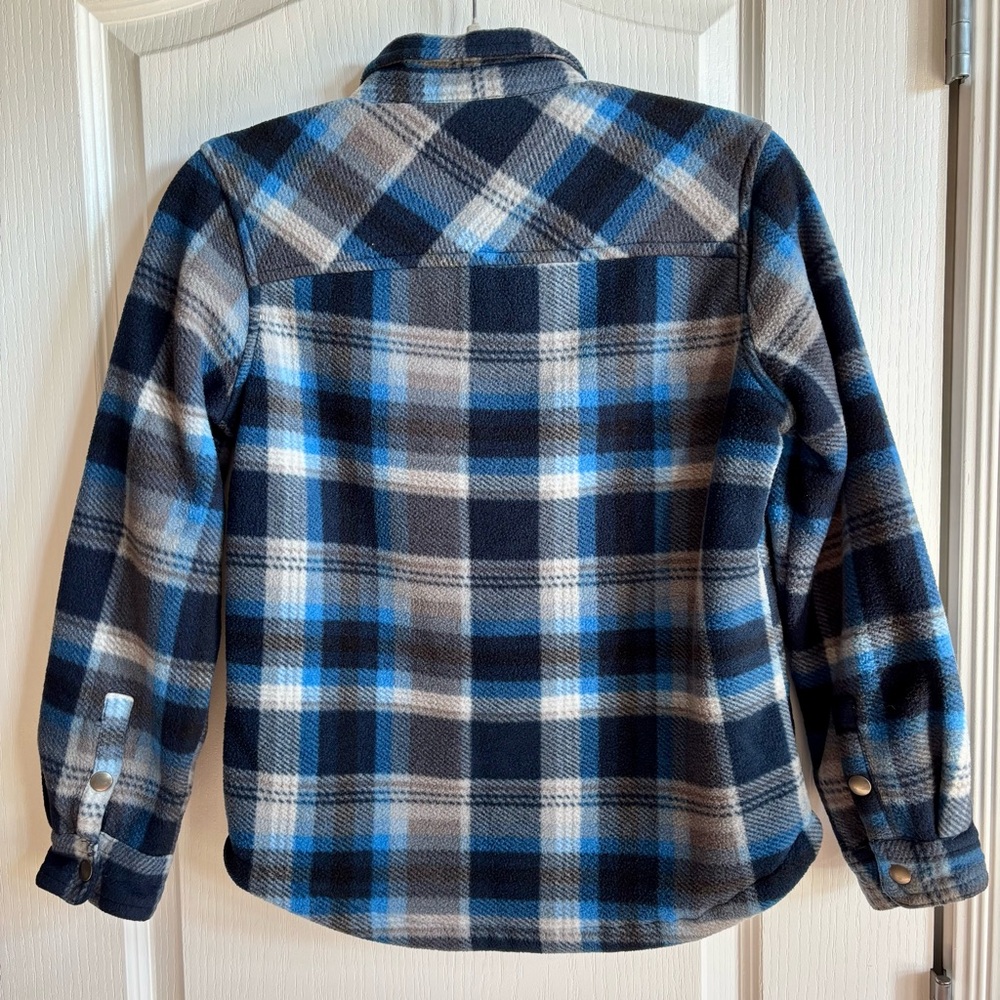 Boys Eddie Bauer Flannel Blue Plaid Sherpa Lined  size 10/12 - Picture 3 of 8